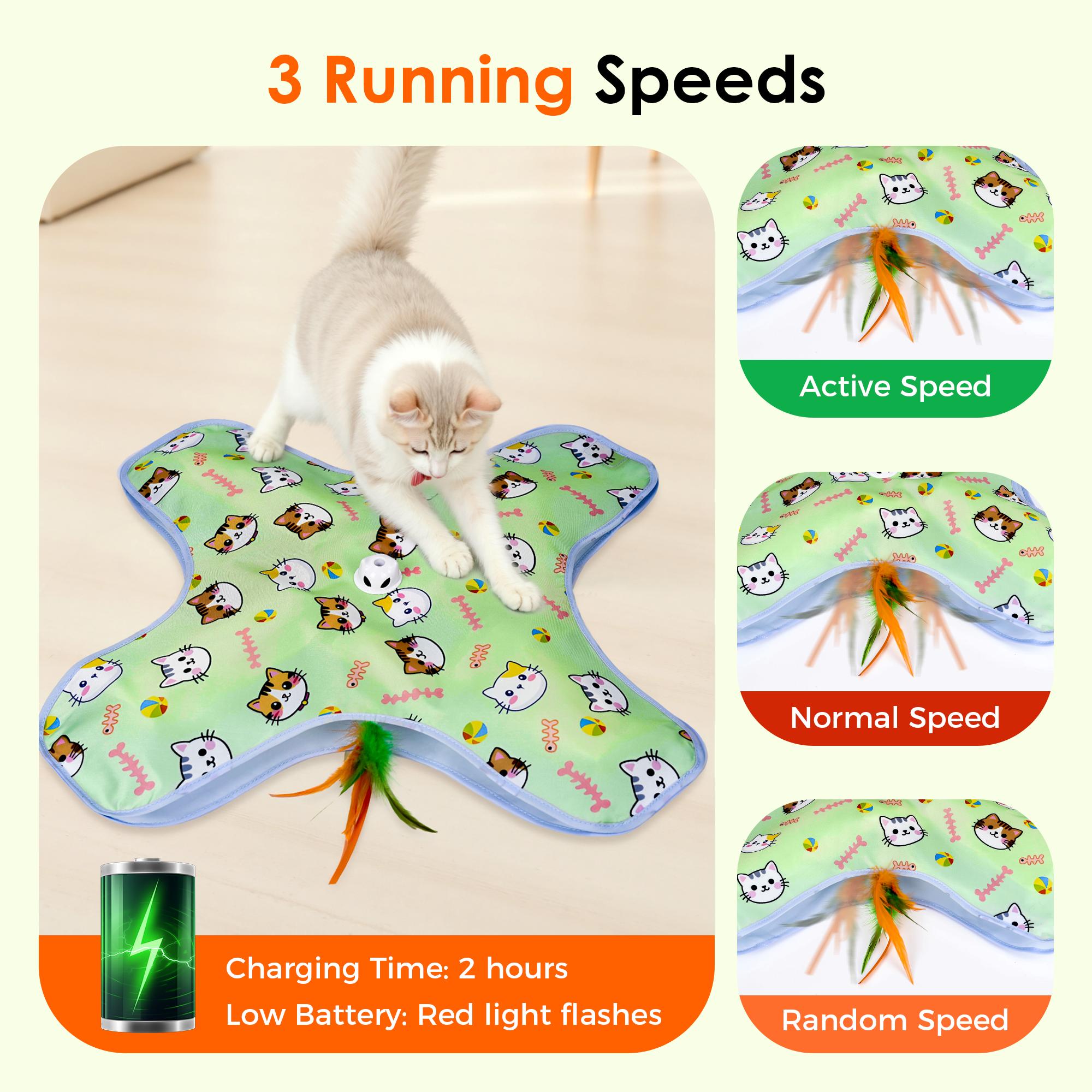 Chtoocy Hide and Seek Interactive Cat Toys,Moving Concealed Wand Feather, Rechargeable Cat Toy,Indoor Exercise Kicker for All Breeds