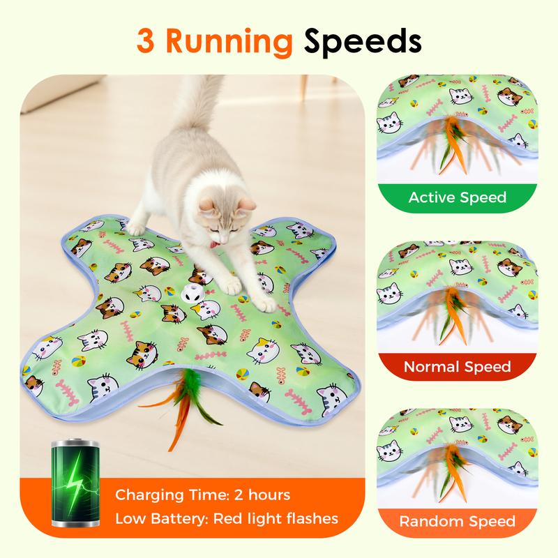 Chtoocy Hide and Seek Interactive Cat Toys,Moving Concealed Wand Feather, Rechargeable Cat Toy,Indoor Exercise Kicker for All Breeds