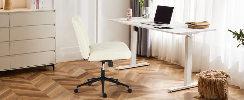 Criss Cross Chair with Wheels  - Armless Desk Chair Cross Legged Office Chair Height Adjustable Wide Swivel Home Office Desk Chairs