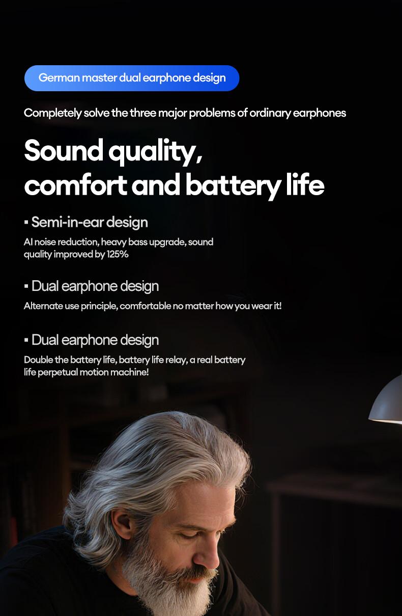 PAXA Ctbuds In-ear & clip-on 2-in-1 wireless Bluetooth Headphones, Bluetooth 6.0 ,Comfortable Wearing & IPX5 Waterproof Sports Earbuds for Work, Fitness ,Two earphones connected at the same time for uninterrupted listening ,Couple earphones