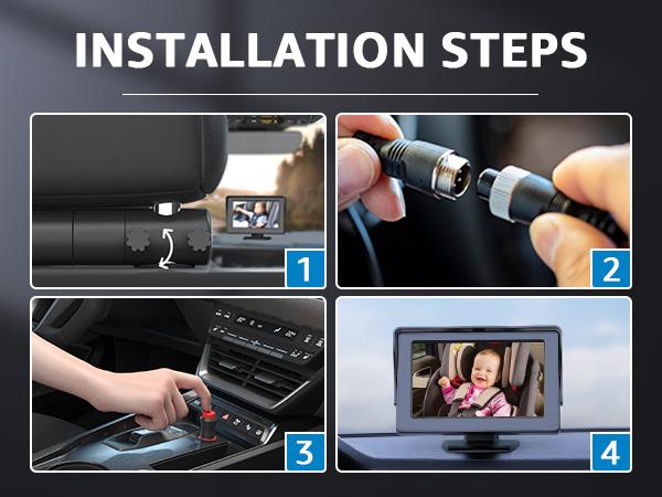 Grownsy Baby Car Camera, Baby Monitor, Baby Car Mirror 4.3'' HD 1080P Display with Night Vision Feature, Easy Install