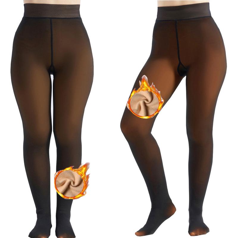 EOJN Womens Fleece lined Tights, Ladies Warm Pantyhose Leggings Thick translucent Stretchy Winter stockings For Women Minimalist Warm-lined Basic Tights Slim,Everyday fashion,2 Pcs