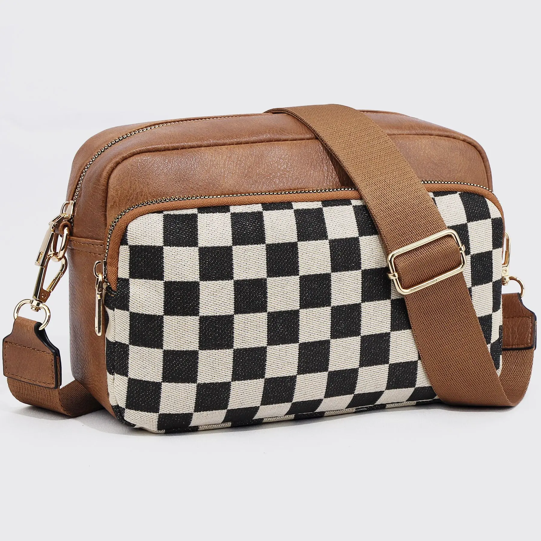 Fashionable Plaid Shoulder Bag Checkered Crossbody Purses for Women Plaid Medium Cross Body Wallet Trendy Over the Shoulder Handbags quliting seam Crossbody Bag for Women Vegan Leather Shoulder Bag with TWO Strap soft pu accessories fashion