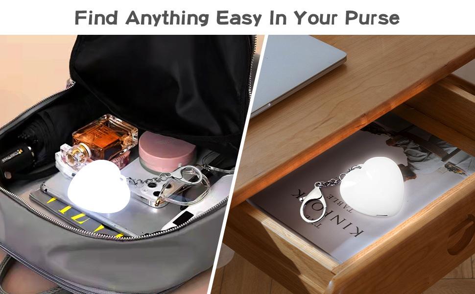 Heart shaped sensing wallet light and USB charging keychain light| Ideal for women's handbags, perfect gifts for office workers, students, best friends, and girlfriends