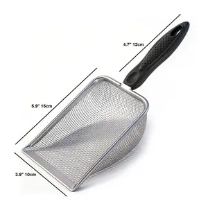 Stainless Steel Litter Scoop with Fine Mesh | Effortless Sifting, Less Mess | Comfort Grip for Long Use | #CatCareEssentials #PetHygiene