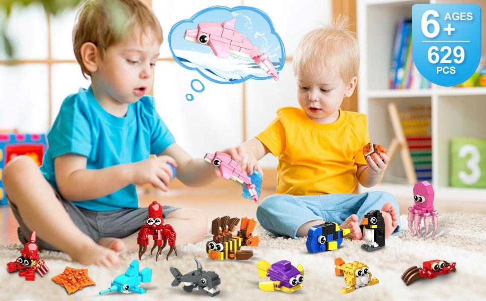 HOGOKIDS 24 Pack Valentines Party Favors for Kids Building Set - 629PCS Mini Marine Animals Blocks Toy for Valentines Day Goodie Bag Stuffers Classroom Prizes Gifts fo Kids Boy Girl Student Ages 6-12 HOGOKIDS 24 Pack Valentines Party Favors for Kids Building Set - 629PCS Mini Marine Animals Blocks Toy for Valentines Day Goodie Bag Stuffers Classroom Prizes Gifts fo Kids Boy Girl Student Ages 6-12