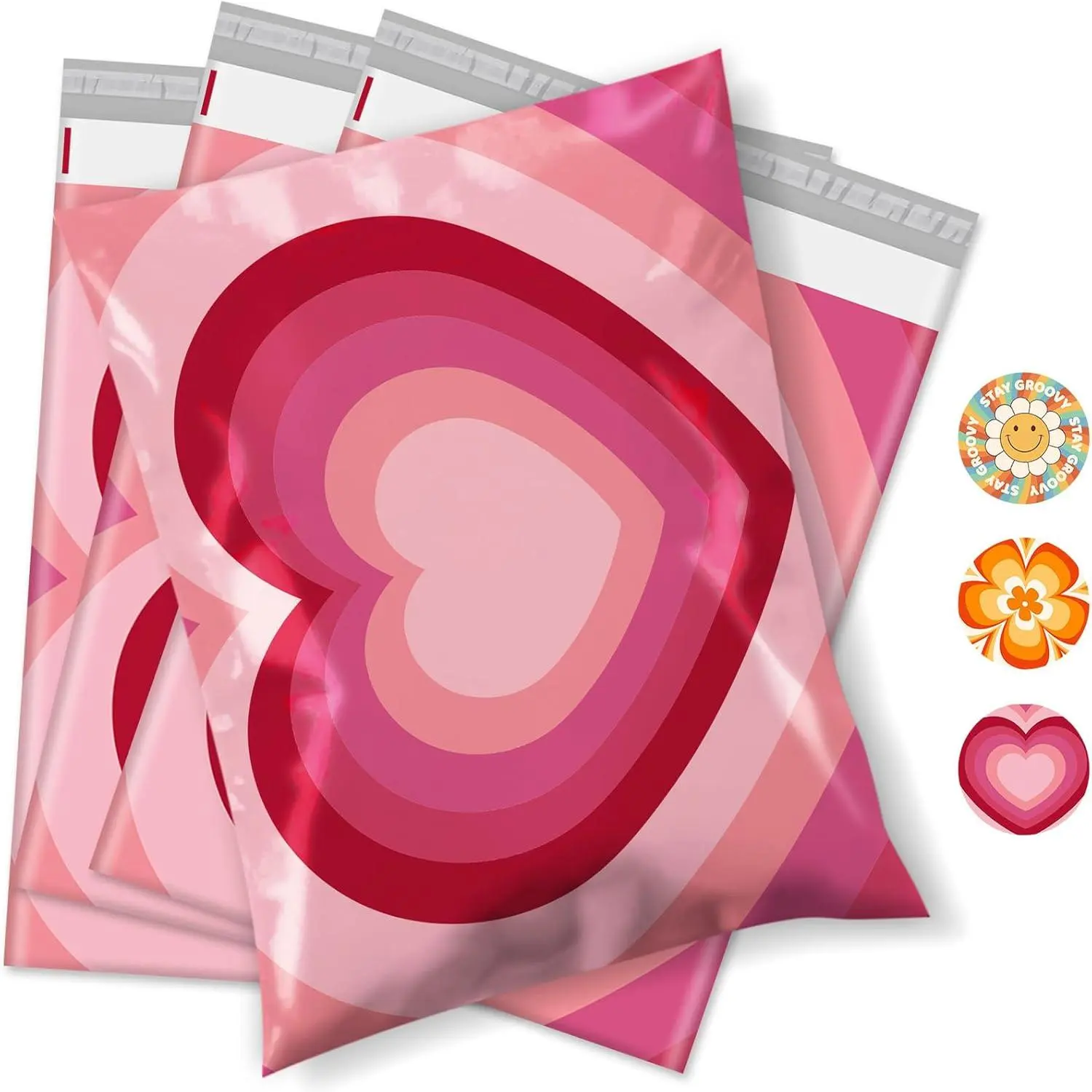 Valentine's Day Poly Mailers 14.5x19 Inch 50 count Shipping Bags for Clothes, Adhensive Shipping Envelopes for Small Business,Mailers Poly Bags for Shipping,Packaging Mailing Bags Pink