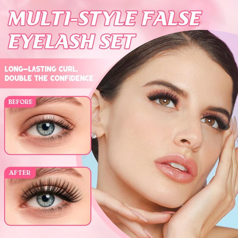 Cluster Lash Extension Gift Set, 30D 40D 60D 80D 100D Natural Styles Cat Eyes Extra Volume, Soft & Lightweight, with Bond & Seal, Remover, Tweezers, Brush, Easy DIY Eyelashes at Home, Salon Look at Home, Long-Lasting Glamorous Effection Valentine's Day