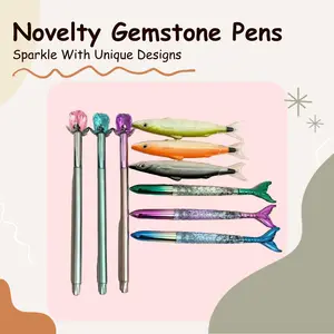 9 PCS - uniquely designed novelty pens - Gemstone, Fish, Mermaid Tail pens