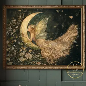 [Sale Up To 30%][UNFRAMED] Vintage Fairy Moonlight Poster Cottagecore Fantasy Wall Art