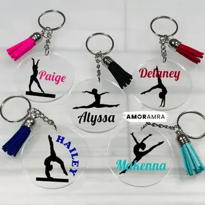 Personalized Gymnast Keychains, Gymnastics Gift, Gymnastics Team Bulk Gift, Gymnast Bag Tag, Rhythmic Gymnastics Keychain