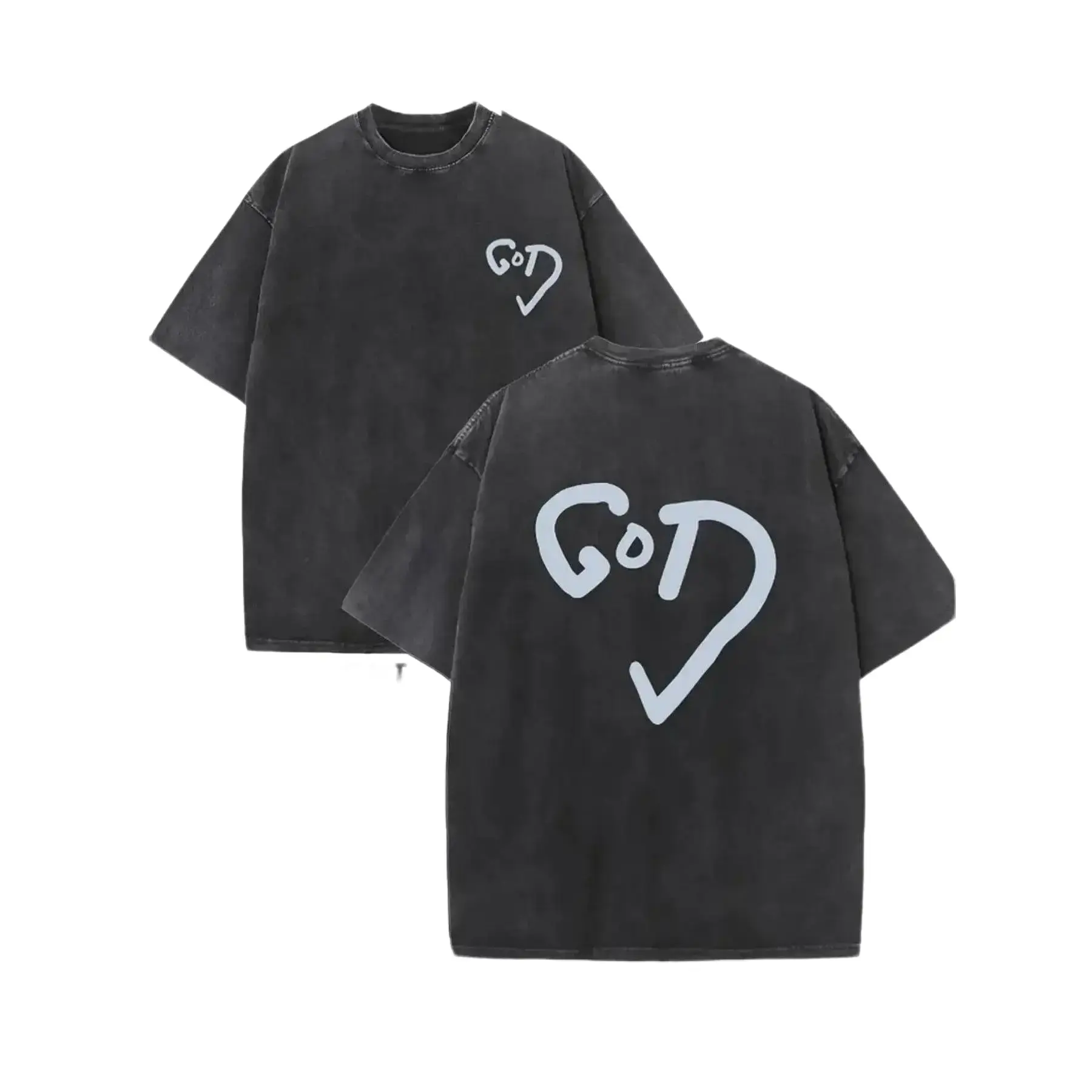 Y2K Jesus with Us T-Shirt - 100% Washed Soft Streetwear Tee, Jesus & us all design for Christmas Gifts, Casual Round Neck Short Sleeve Shirt for Travel & Casual Attire