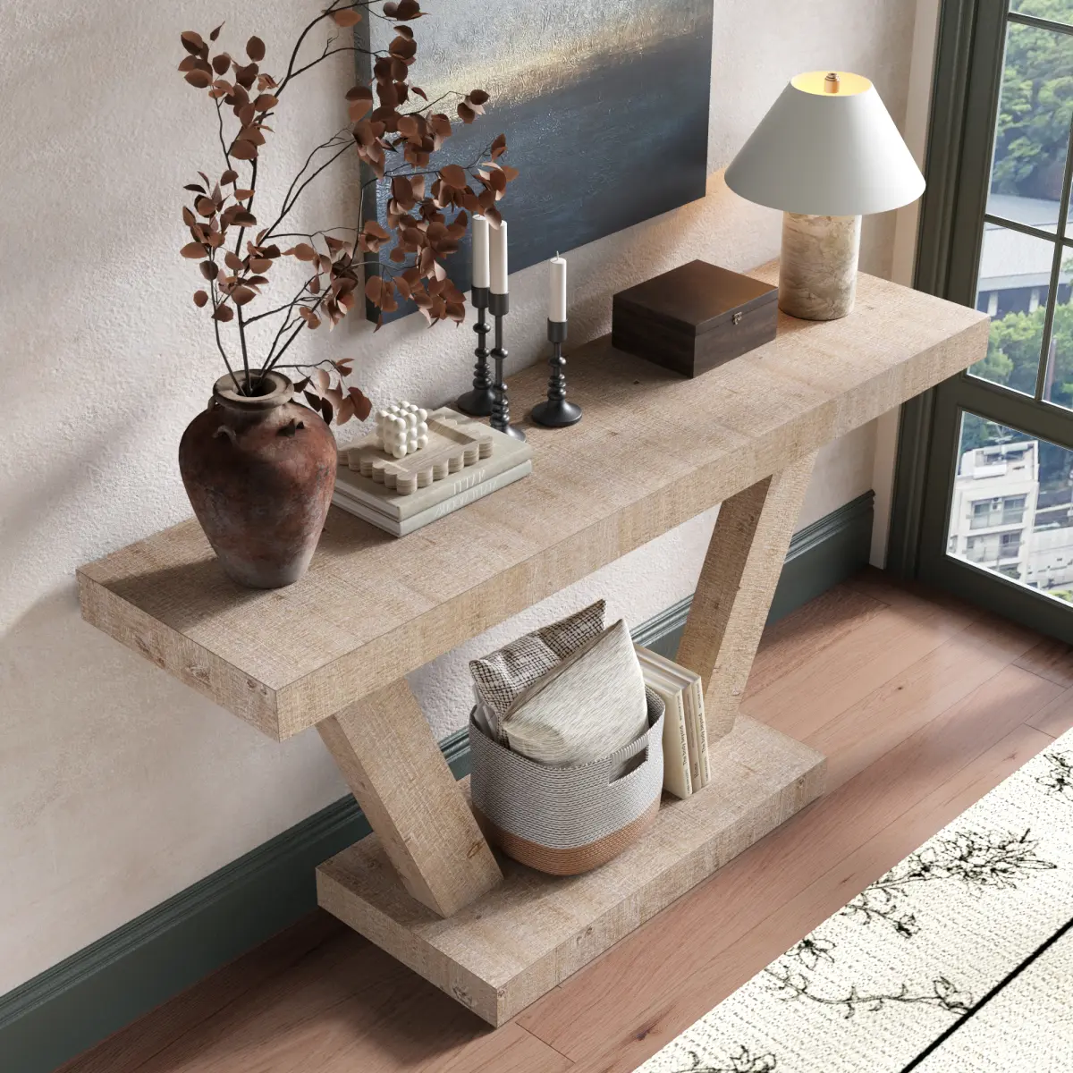 60-Inch Vintage Distressed Wood Entryway Bench, 2-Tier Solid Wood Veneer Modern Farmhouse Storage Cabinet Bench, Sturdy Practical Indoor Hallway Seating, Multipurpose Home Furniture, Versatile, Storage Space