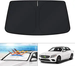 Canvcle Windshield Sun Shade for 2015-2021 Mercedes Benz C Class W205 C250 C300 C400 Custom Fit Foldable Sun Visor Protector Blocks 99% UV Rays Keeps Car Cooler