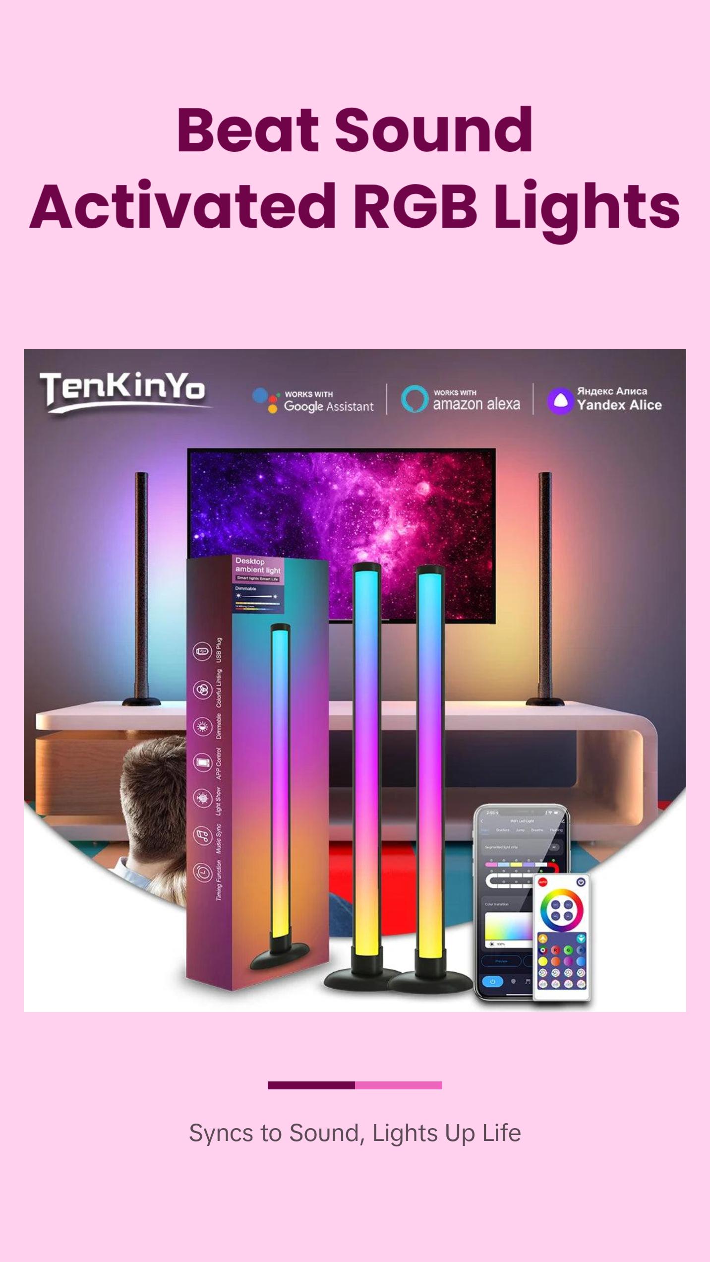 Beat Sound Activated Gaming RGB LED Lights Bluetooth