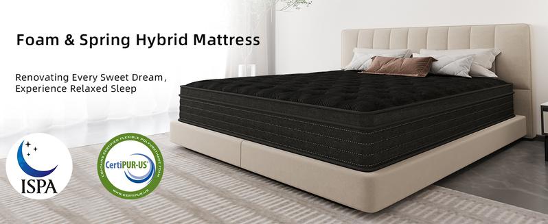 Grymtex 12 Inch Twin Full Queen King Size Hybrid Mattresses Medium Firm Support Relieve Back Pain Easy Setup Outdoorfun Sleep Well Mattresses In A Box Sweet dream Skin-friendly Orthopedic Memory Foam Supportive Memory Foam Mattress