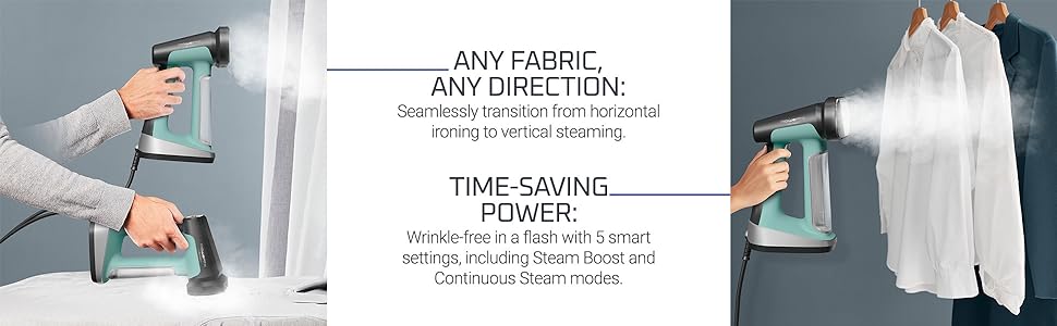 Rowenta Handheld Steamer for Clothes, Pure Force 2in1 Steamer & Iron, 1875W, Vertical/Horizonal Steaming & Ironing, Lightweight, Auto-off, XL power, 1875 Watts, DR8822