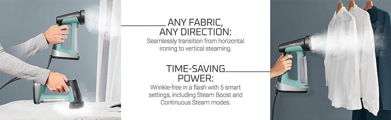 Rowenta Handheld Steamer for Clothes, Pure Force 2in1 Steamer & Iron, 1875W, Vertical/Horizonal Steaming & Ironing, Lightweight, Auto-off, XL power, 1875 Watts, DR8822