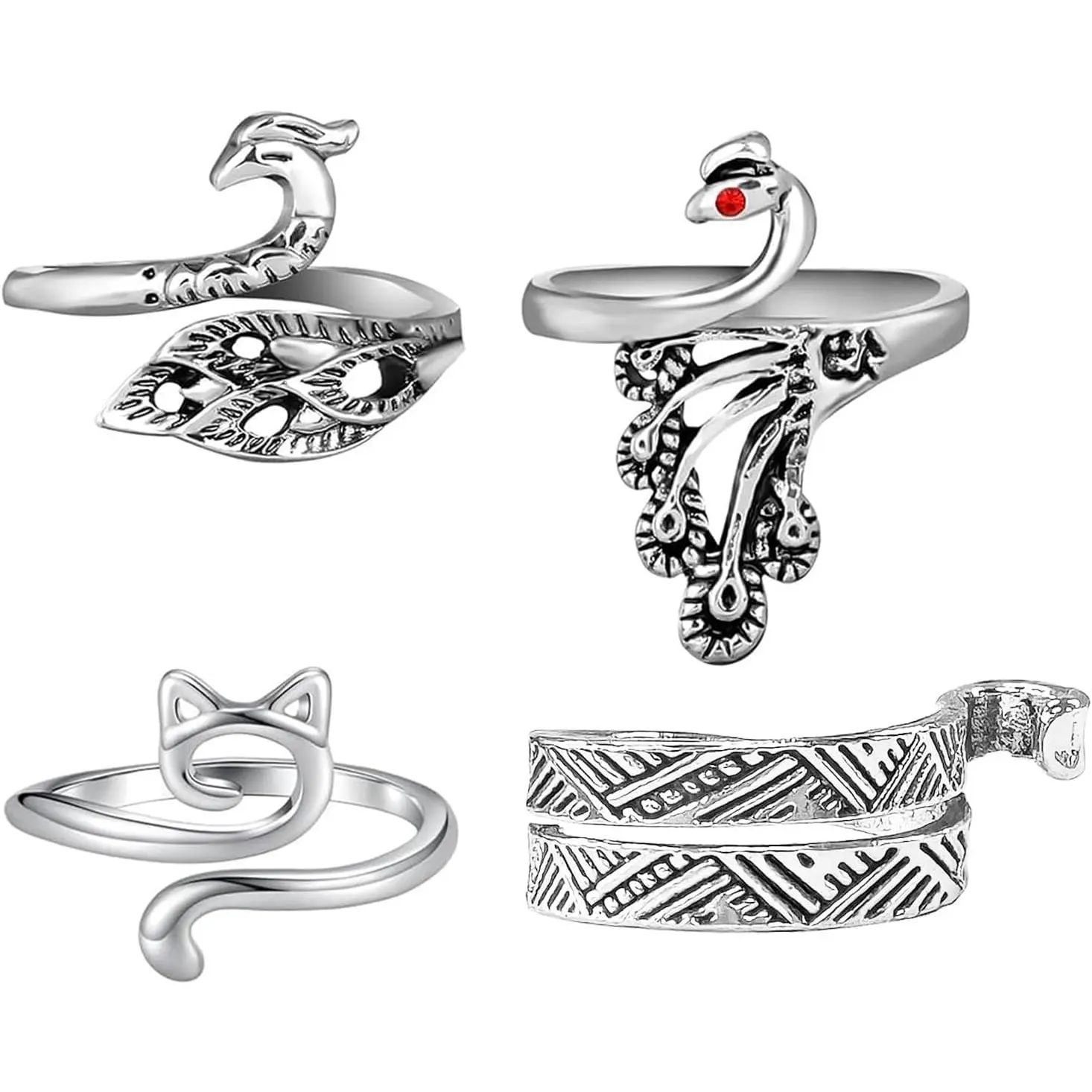 Adjustable Knitting Crochet Loop Ring 4 count Crochet Ring for Finger Yarn Tension Rings Easy Crocheting Hand Knitting Supplies for Crochet Work for Women