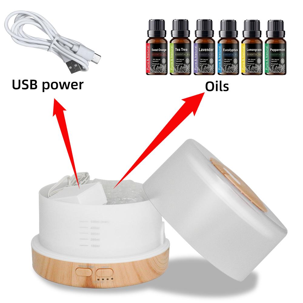 Ultrasonic Smart Diffuser Humidifier - 16.9oz Tank, Timer Modes,  7 Color Lights (Includes 6 Premium Essential Oils) air  purifier essential oil aroma diffuser d is ff user aroma aromatherapy oil Color-Changing