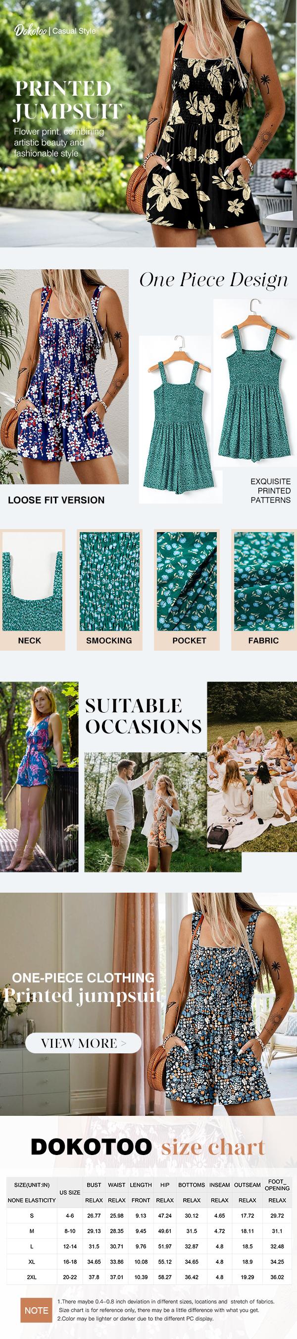 Dokotoo Rompers for Women 2026 Casual Loose Short Overalls One Piece Sleeveless Jumpsuits with Pockets Floral Print Summer Outfits