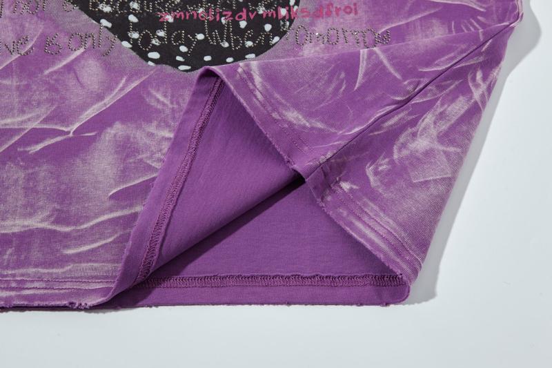 Women's Oversized Cotton Crewneck Sweatshirt - Casual Summer T-Shirt with Oversized Fit & Crystal Heart Design