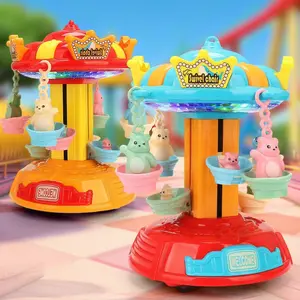 Electric Amusement Park Light and Music Hand-Cranked Carousel Lift Toy