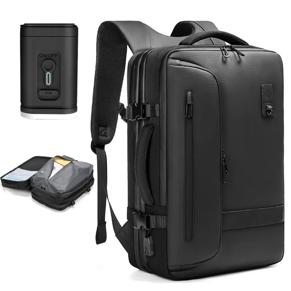 Vacpack 45L Expandable Vacuum Backpack with Air Pump, Space Saving Bag, Airport-Friendly & Anti-Leak Design, Water-Resistant 1800D Oxford Lamination Fabric, Large Compression Pocket for Long Travel, Airport-Friendly Backpacks, Compact, International Trave