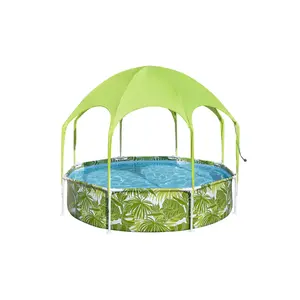 H2OGO! Kids Splash-in-Shade Round Above Ground Pool with Canopy Sunshade, Green
