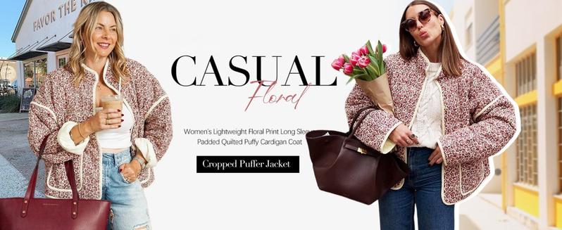 YeeZaa Women's Cropped Floral Quilted Jacket Cardigan 2025 TikTokShopHolidayHaul Christmas Printed Lightweight Open Front Padded Puffer Coat