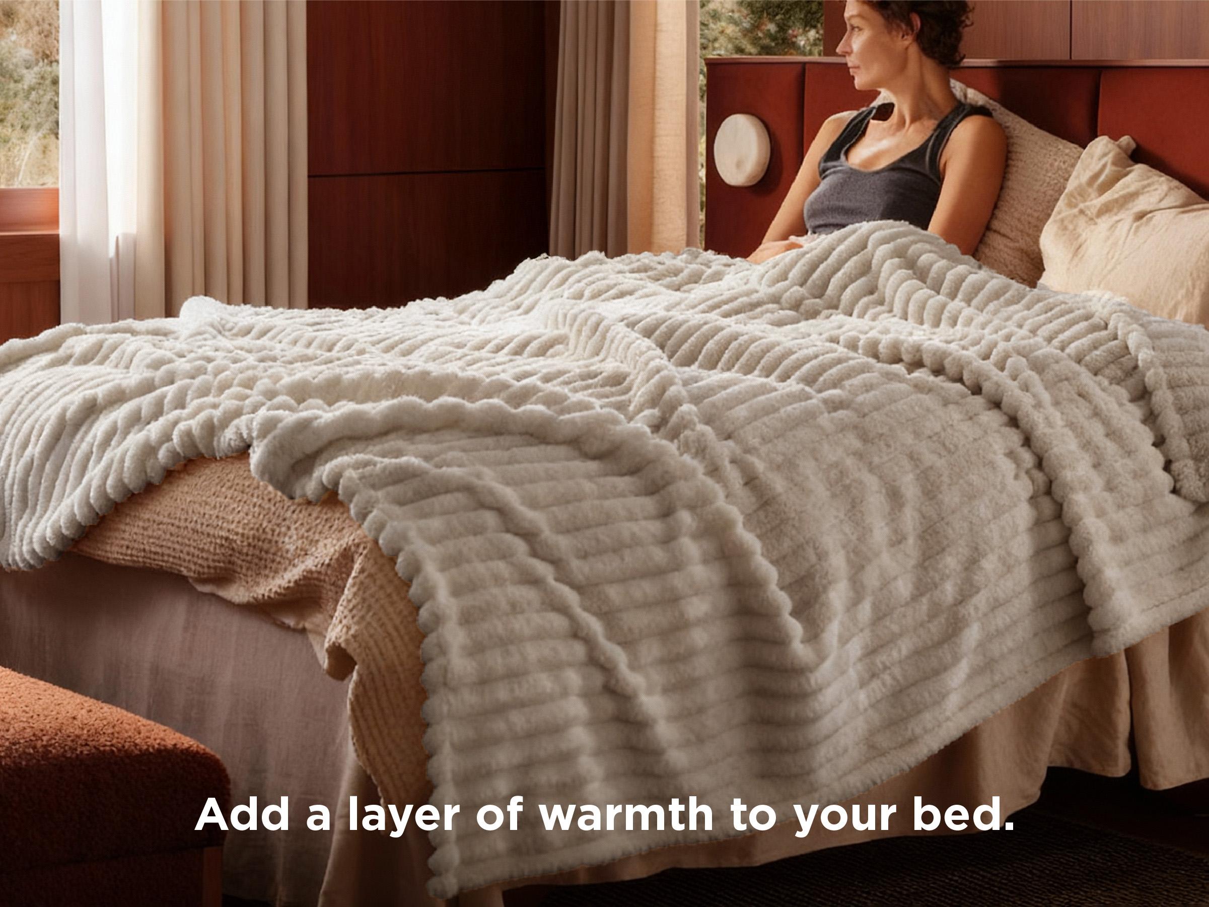 【Spring Glow Up】Bedsure GentleSoft Cozy Blanket-Patio Furniture Decor,Classic Stripe Pattern, Ideal for Bed,Couch, Travel,Camping, All Seasons,Home Bedroom Decor