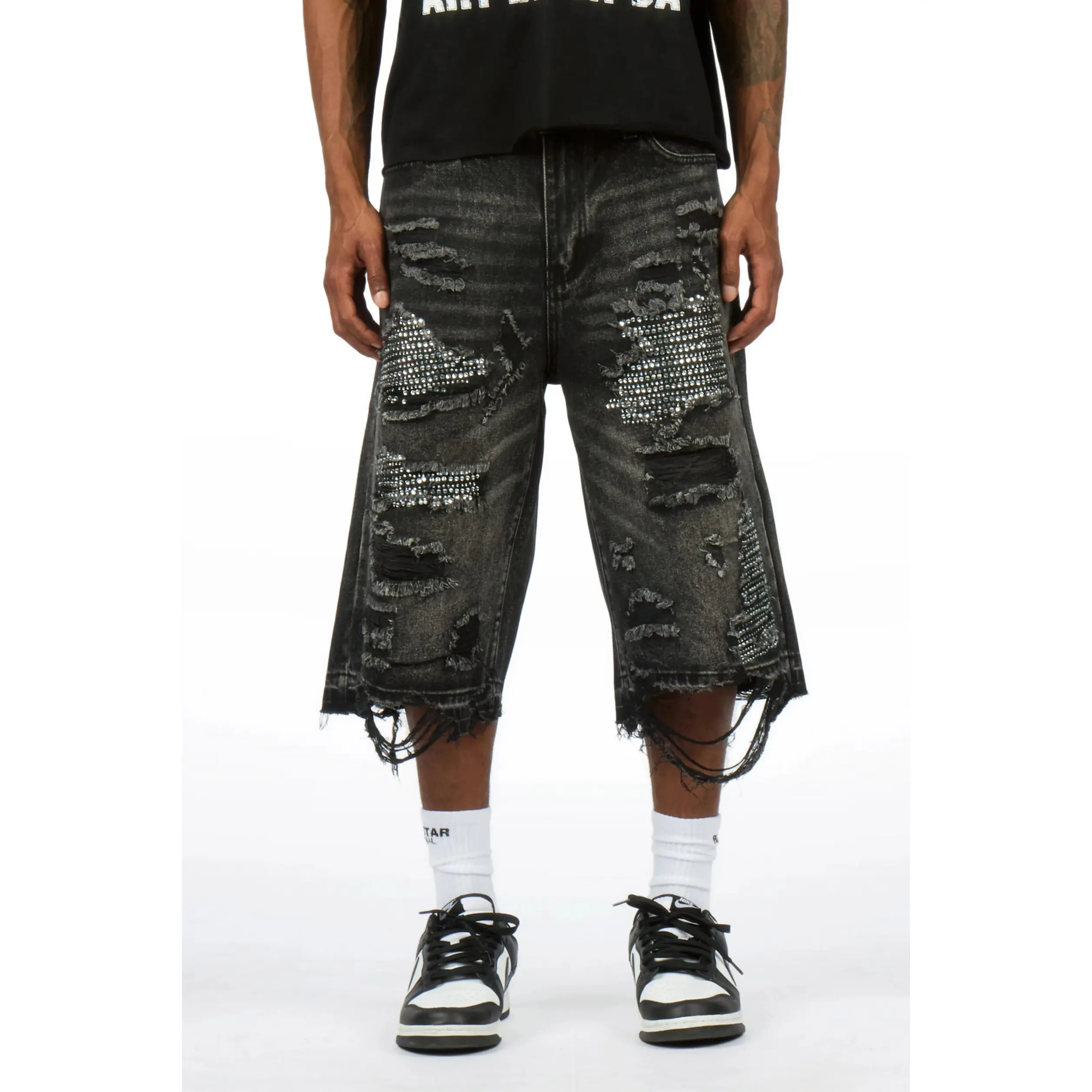 Mathey Dark Grey Rhinestone Jort