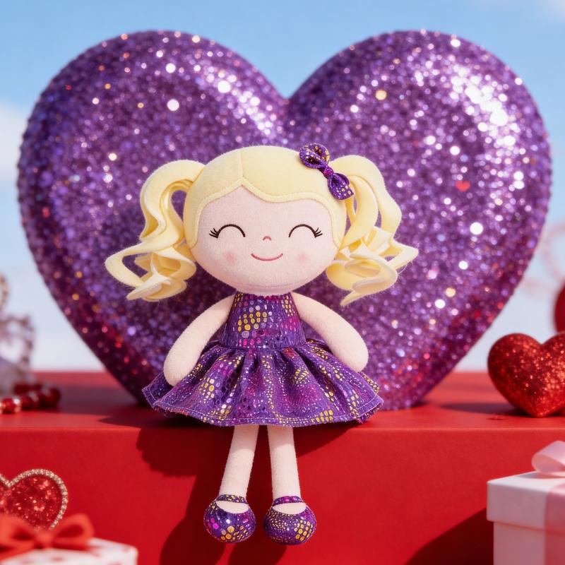 Gloveleya Valentine gift Doll Plush Baby Dolls Baby Girl Gift Soft Pink Cuddle Doll Cute Heart Dress Princess Toy Romantic Valentine’s Day Gift Idea for Kids 0–6 Years Sweet Love Present for Daughters Toddlers Birthday Holiday Surprise Room Decor