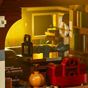 Wood Cabin Building Set with LED Light, 2570 PCS Wooden Forest House Mini Building Block Toy with Waterwheel Pond Animals, Big House Construction Model for Adults Teens Kids Boys Girls 10-12+