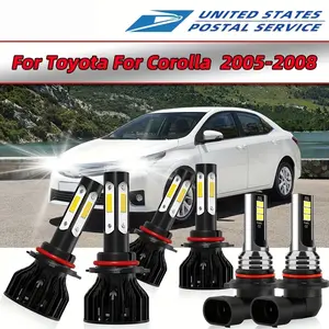 6Pcs 9005+9006+H11 LED Bulbs Combo for Toyota Corolla 2009-2013, 26000LM Fog Light & Headlight Kit, 6000K Cool White, 300% Brighter than Halogen, Easy Installation