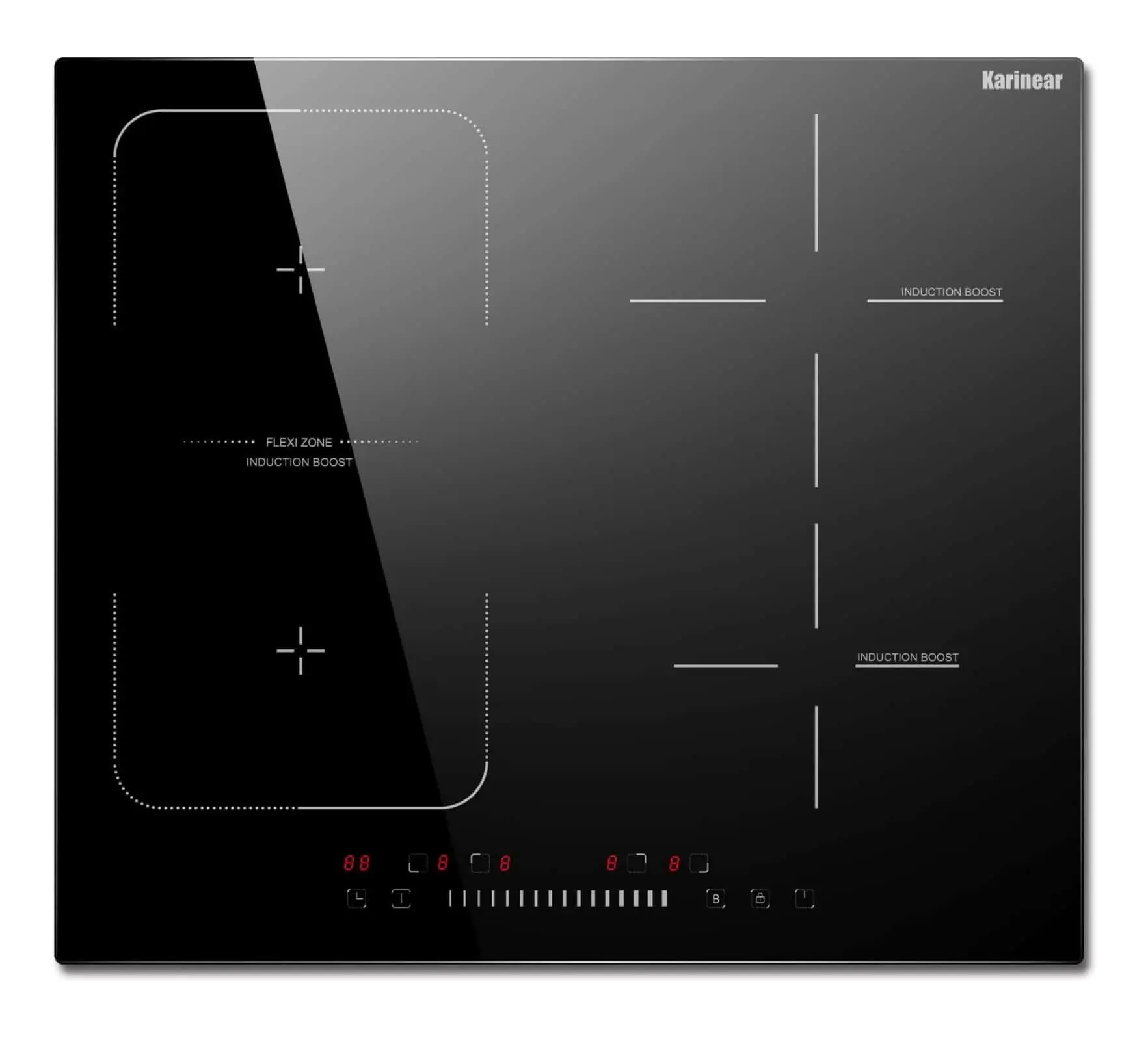 Karinear 4-Burner Built-in Induction Cooktop Stove - 7400W Induction Stovetop, Flex Zone, Child Safety Lock, Slider Control, 220-240V, Durable Multifunction Kitchen Appliance, Induction Cooker Stove