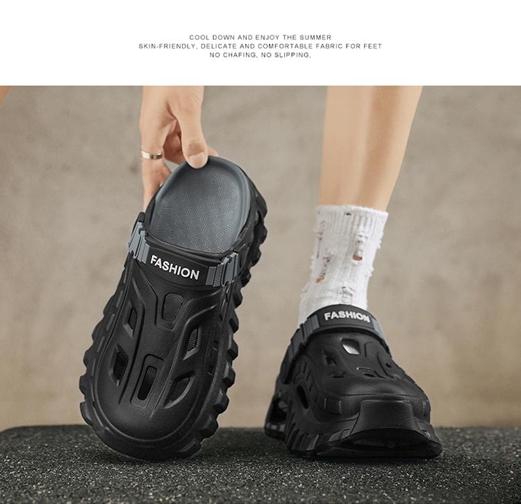 Men's Summer Slippers Outdoor Teenagers Thick Sole Height Increasing Driving Dual Use Closed Toe Cool Hollow Shoes