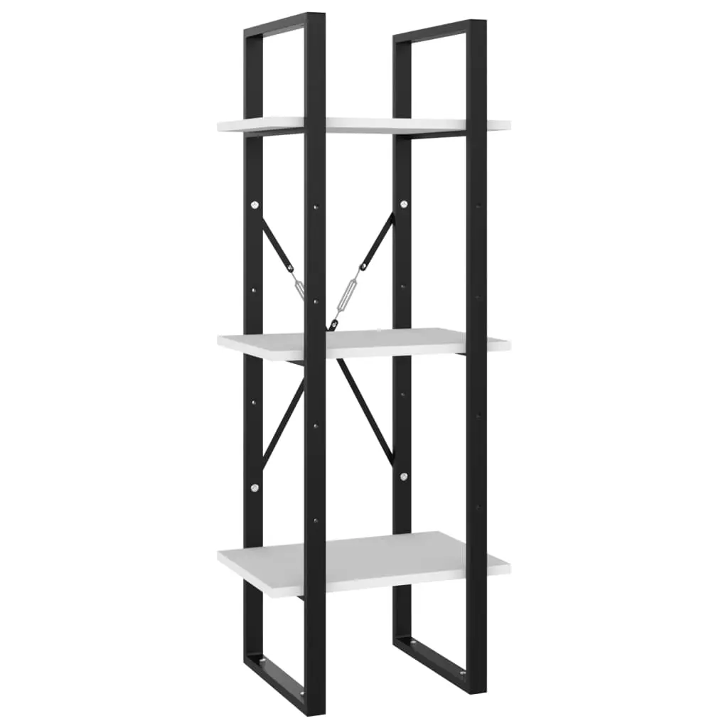 vidaXL Bookshelf, 3-Tier Book Cabinet Open Bookcase, Wall Bookshelf for Living Room, Freestanding Shelving Unit, Modern Style, White Engineered Wood 806487