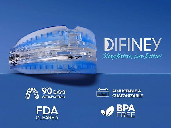 Difiney Anti Snoring Device: FDA-Cleared Anti Snoring Mouthpiece Mouth Guard - Effective Anti Snore Solution for Men and Women to Reclaim Peaceful Sleep (Blue)