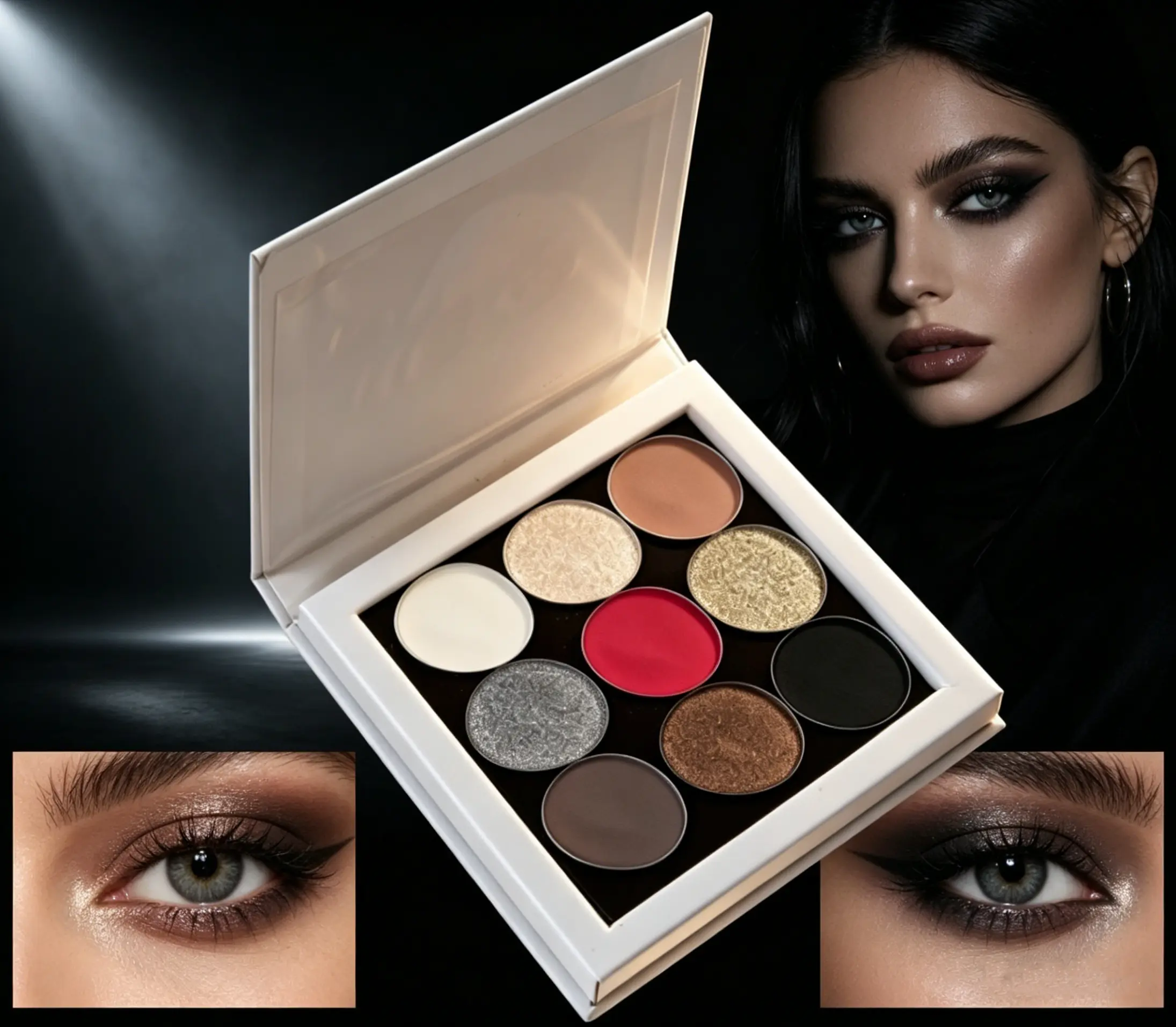HERORANGE 9-Color Deep Winter Gothic Magnetic Eyeshadow Palette - Hypoallergenic, Alcohol-Free, Gluten-Free, Long-Lasting, Smudge-Proof, 130g, 24-Month Shelf Life, Pearlescent/Matte/Glossy Interchangeable Pans, Teens' Youth Cosplay Makeup, Perfect Gift