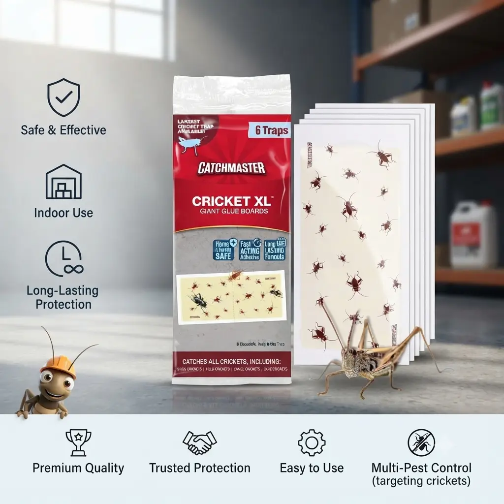 Cricket XL Giant Glue Boards 6-Pk, Adhesive Bug Catcher Cricket Traps Indoor, Sticky Trap for Inside Your Home, Bulk Insect Killer, Insect Traps for House & Garage, Pest Control for Home