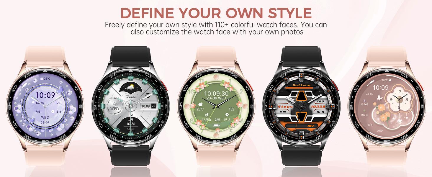 JELLOO T97 Smart Watches For Men Women with Earbuds (Call Receive/Music Playback) Multifunctional Sports Watch 100+ Sports Modes Step Counter Mens Smartwatch for Android Perfect Gifts for Men Women