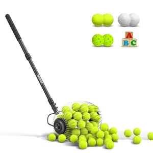 NEEWER TB01S Tennis Ball Collector Roller, Portable Tennis Ball Picker Upper with Basket for Court Training, Lightweight Tennis Ball Retriever for Practice & Coaching