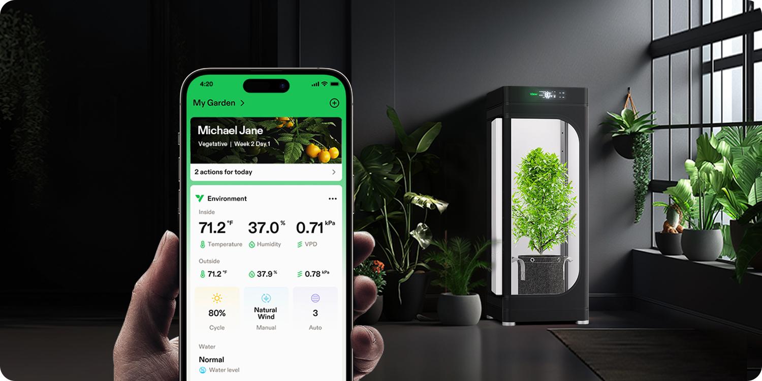 VGrow All-in-One Smart Grow Box, Professional System with Samsung LM301H EVO Grow Light, Advanced Circulation & Ventilation System, Irrigation, Nutrient, Magnetic Window for Indoor Hydroponics