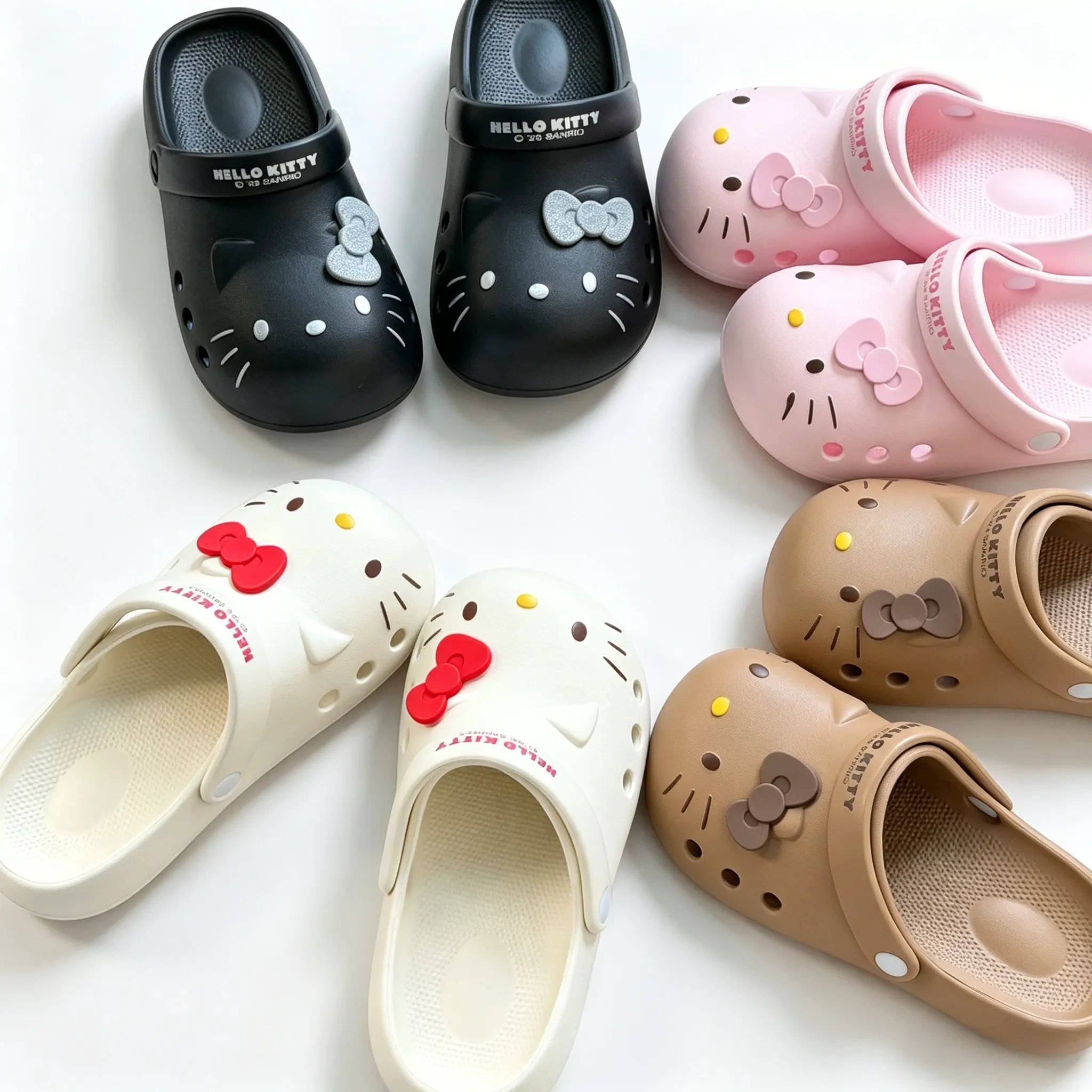 Sanrio Hello Kitty Hole-Patterned Shoes - Charming Design for Fans, Versatile for Everyday Wear, Fun & Fashionable Accessory - Decor, Boxes