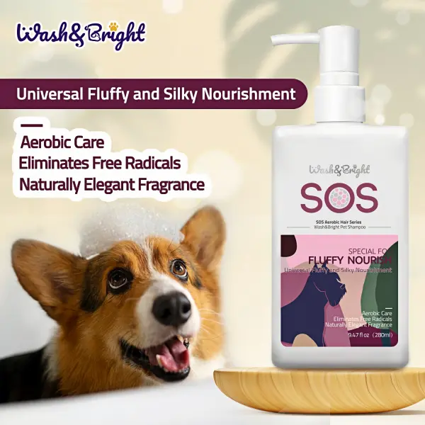 Pet Shampoo for Dogs - Universal Fluffy, Smooth, and Nourishing - Wash&Bright dogshampoo