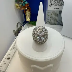 925 sterling silver #8 ring high quality solid Italian silver cubic zirconia stones elegant (( anillo de plata Italiana Alta calidad solido talla 8 piedras finas de zirconia Alta calidad