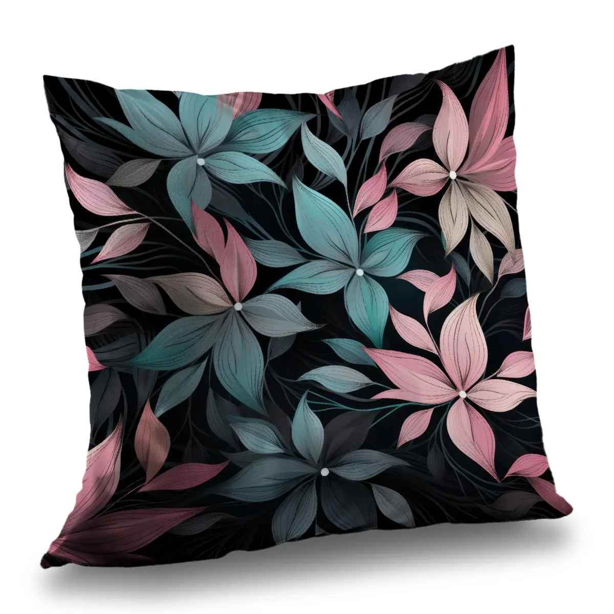 MWW C1PO161614V607 16x16 in. Soft Modern Polyester Print Outdoor Throw Pillow - Muted Tones Floral Motif, Durable, Fade-Resistant, Water Resistant Decorative Pad for Outdoor Patio Furniture, All Seasons Home Use, Decorative Outdoor Pads & Cushions, Picnic