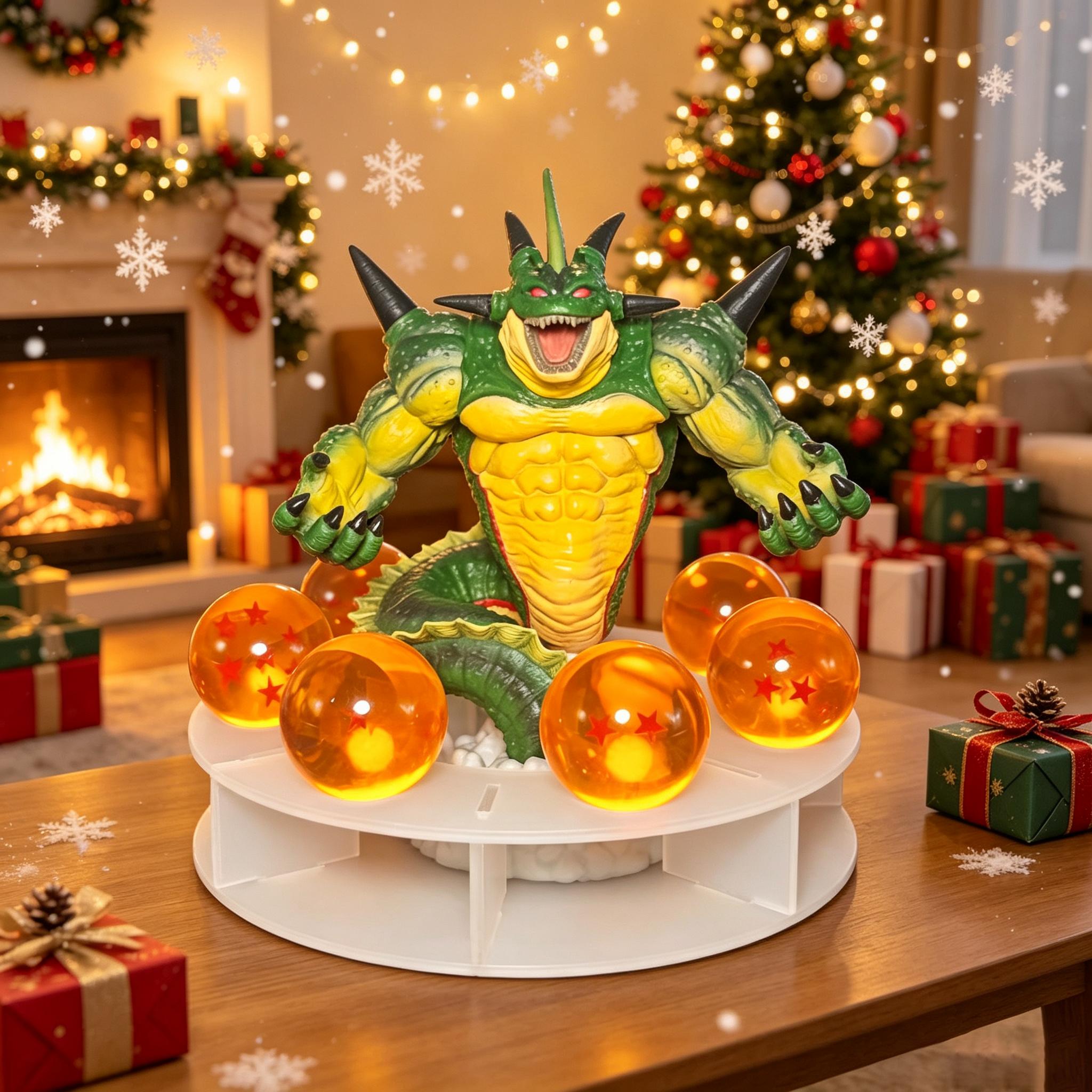 DBZ Resurrection Dragon Collectible Statue Set, 7 Star Transparent Spheres + Display Stand, Anime Figure Home Desk Decor Gift for Collectors.