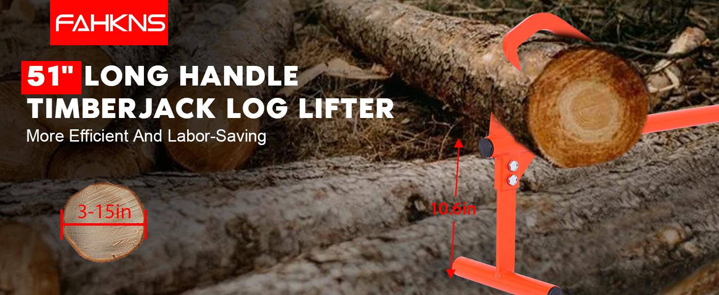 50.9" Timberjack Log Lifter, Adjustable Log Roller Cant Hook, Ups to 15.5" in Dia Log Roller Tool, Heavy Duty Steel Log Jack, Logging Tools for Rolling and Raising Up Logs